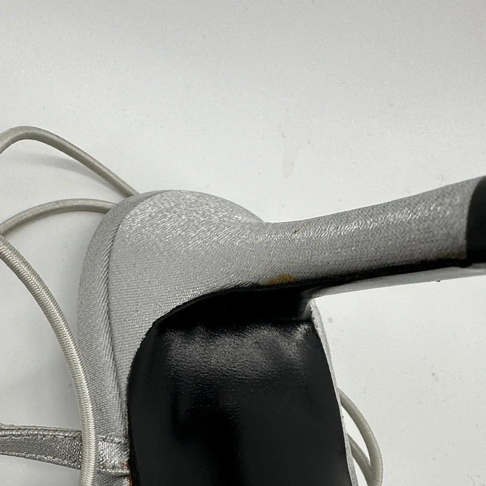 VTG‎ 90s Stuart Weitzman Silver Slingback Heels Retro Chic Aesthetic SZ 10.5